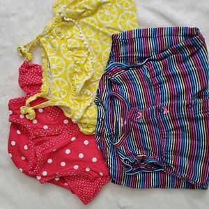 2 Carter's baby girl rompers and 1 bodysuit dress - size 18 months